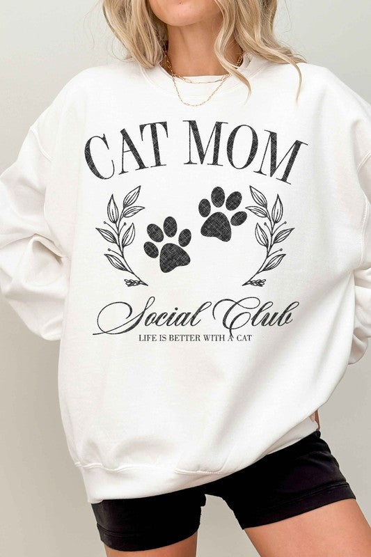 CAT MOM SOCIAL CLUB OVERSIZED SWEATSHIRT